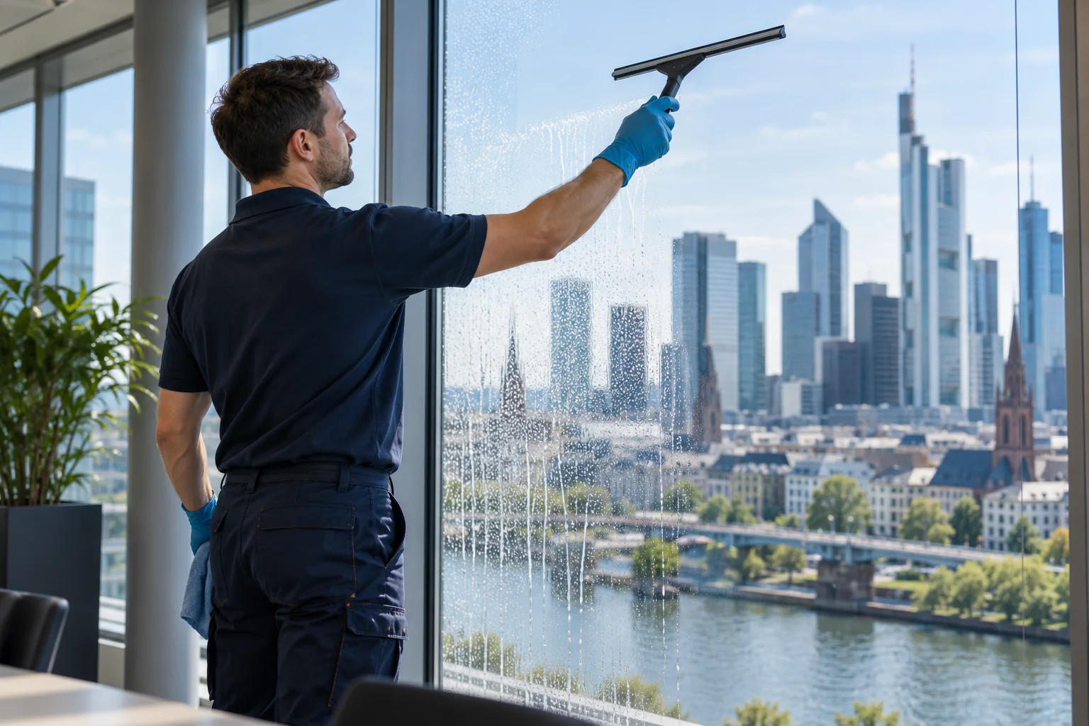 Reinigungsfirma in Frankfurt bei der professionellen Fensterreinigung